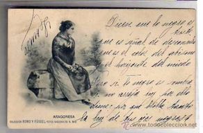 Postales: Aragonesa. Colección Romo y Füssel. Tipos nacionales. 543 Reverso sin dividir. Circulada.